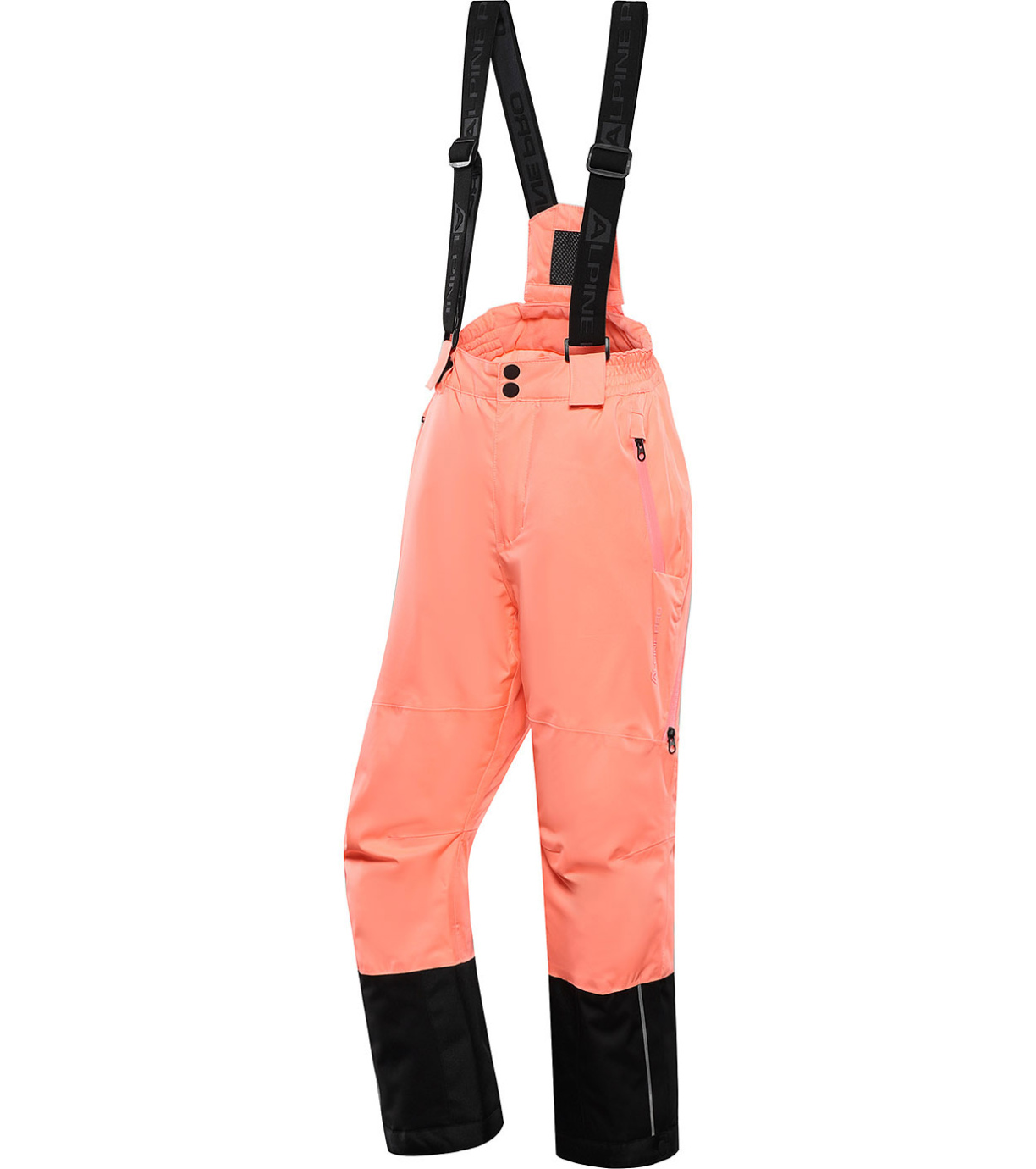 Alpine Pro Felero Detské lyžiarske nohavice s Ptx membránou KPAB321 neon salmon 140-146